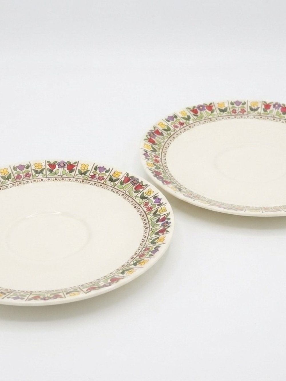 1969-82 Royal Doulton "Fireglow" Fine China Tea Plates (Pair)